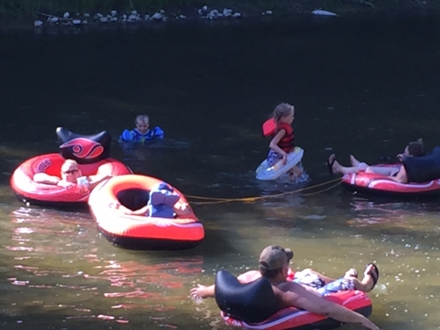 Tubing down Little Red Deer River