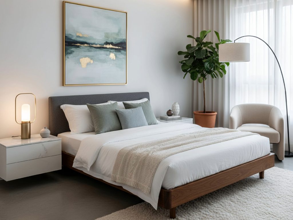 Generic white bedroom (Source: Canva).