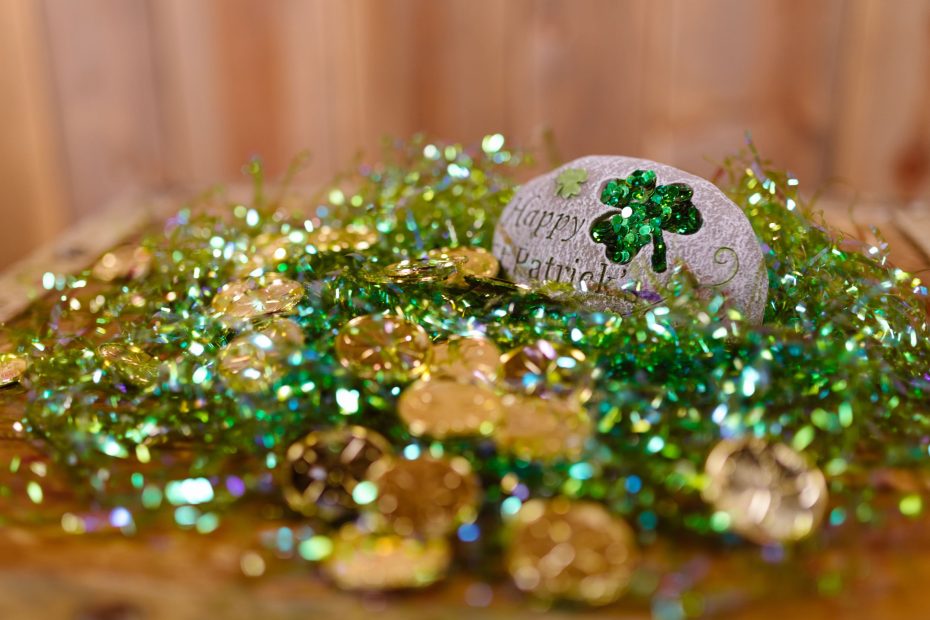 Girls wearing green bows in their hair for St Patrick's Day