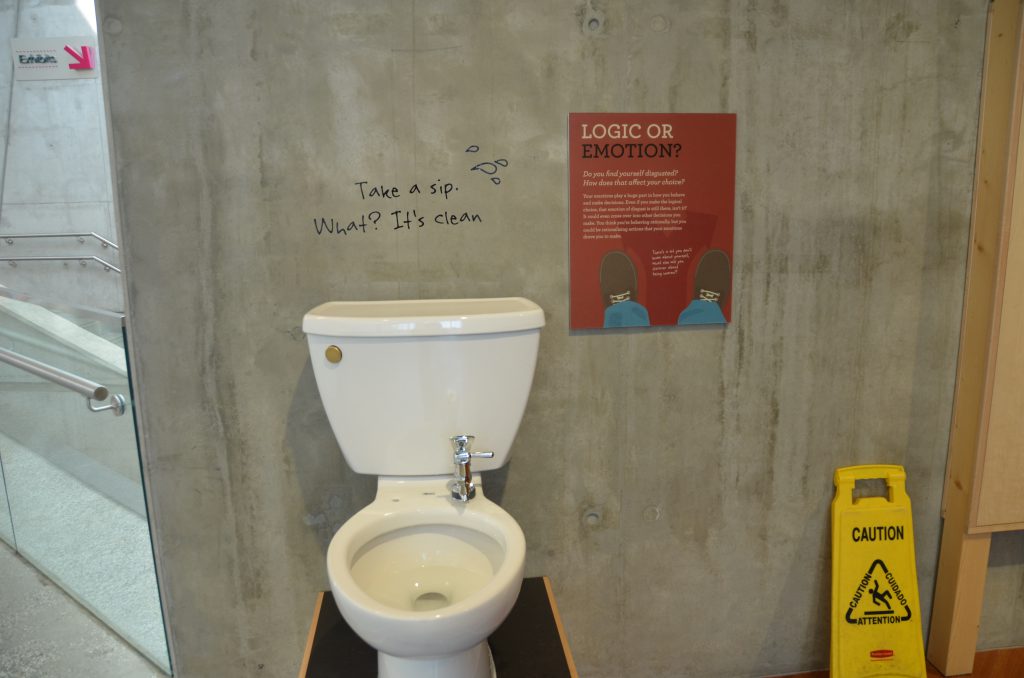 Toilet water fountain at TELUS Spark Science Centre in Calgary