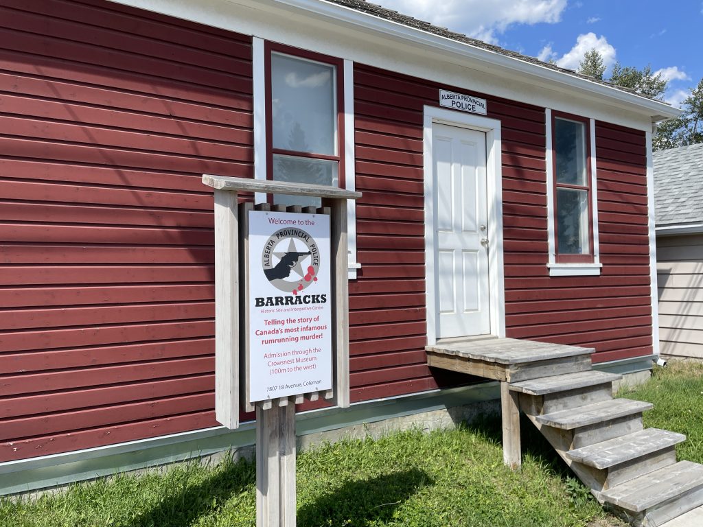 Exterior of Alberta Provincial Police Barracks Museum in Crowsnest Pass.