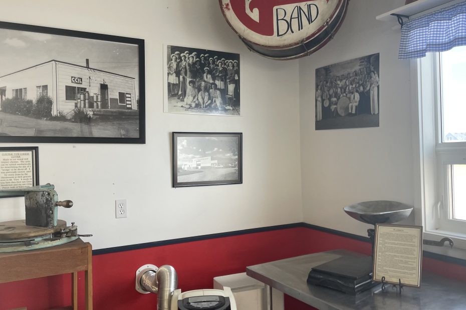 Interior display in Glenwood Cheese Factory Museum.